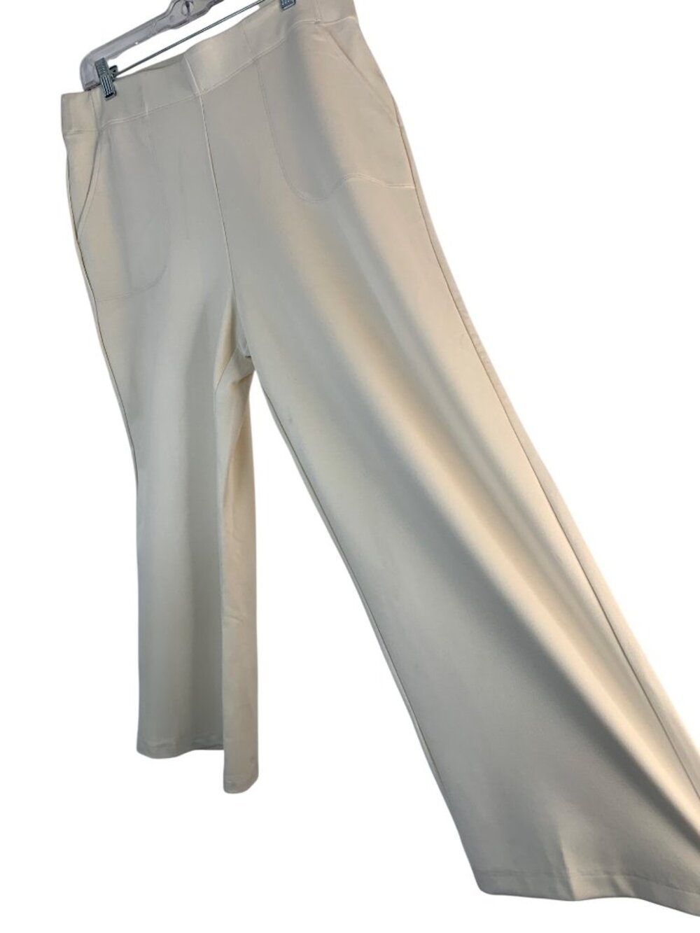 NWT Max Studio London Womens Cream Knit Wide Leg Pull On Pants XL - Picture 2 of 9